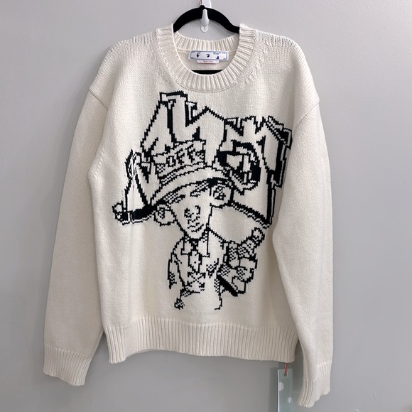 NWT Off-White Logo Intarsia Long-Sleeved Jumper - Picture 5 of 17